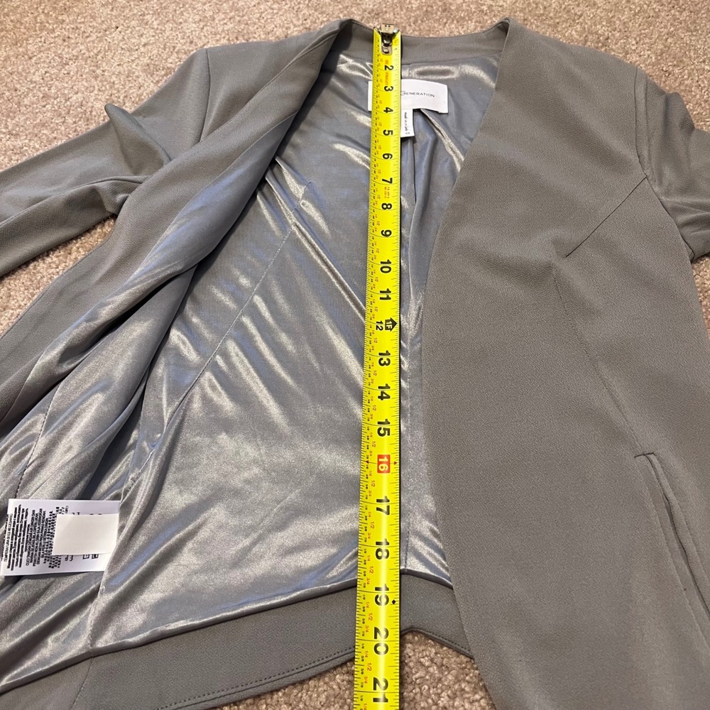 BCBGeneration Gray Open Front Draped Blazer Jacke… - image 6